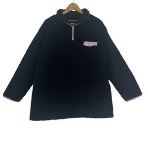 Koolaburra by Ugg Cozy Sherpa 1/4 Zip Pullover Black in Size XL